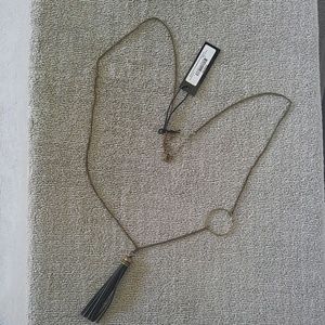 Long bronze tone necklace with tassel